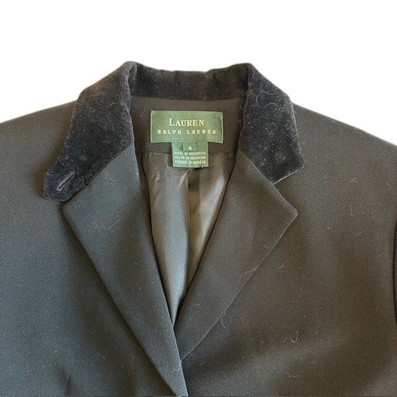 Womens‎ Lauren Ralph Lauren Blazer Velvet Collar Equestrian Wool Black Size 4 - Picture 6 of 12